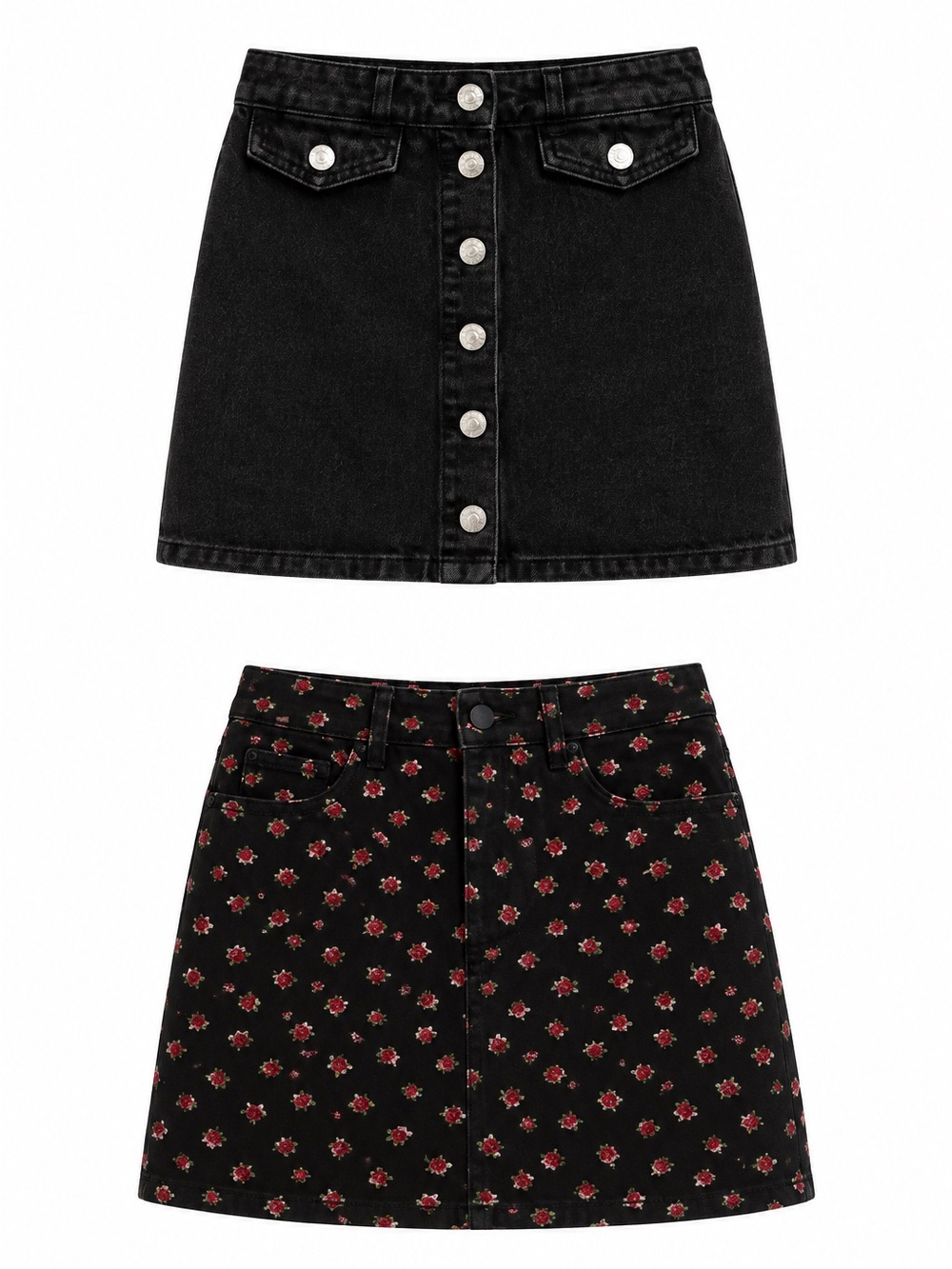 2 Piece Denim Mini Skirt Bundle Topshop MOTO & Forever 21 Black – Small (4) EUC